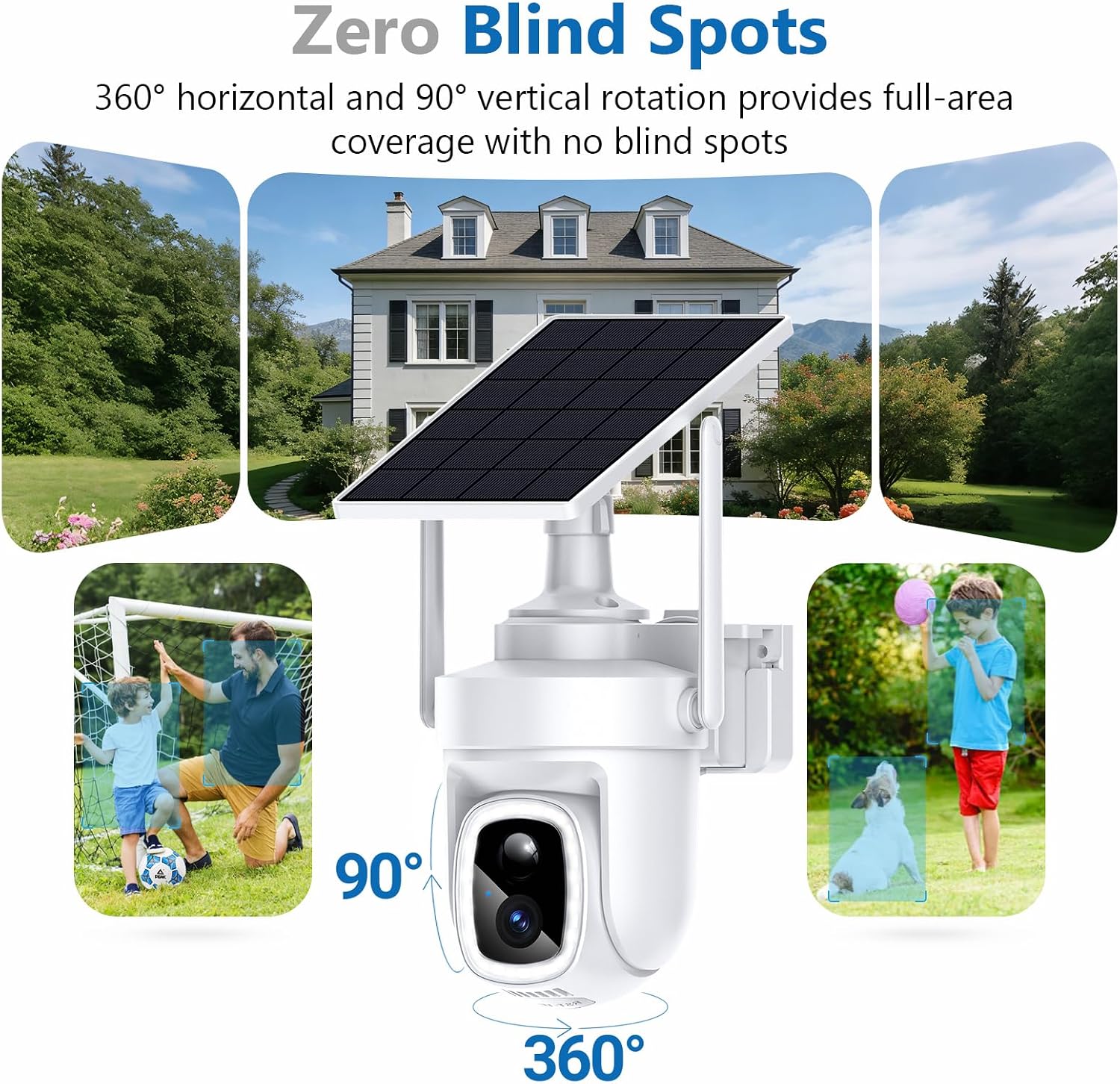 4K Security Cameras Wireless Outdoor with 360° Pan&Tilt,Auto Human Motion Tracking Cameras for Home Security,No Subscription,2.4G&5GHz WiFi Compatible,Color Night Vision,Solar Powered,2 Cam-Kit