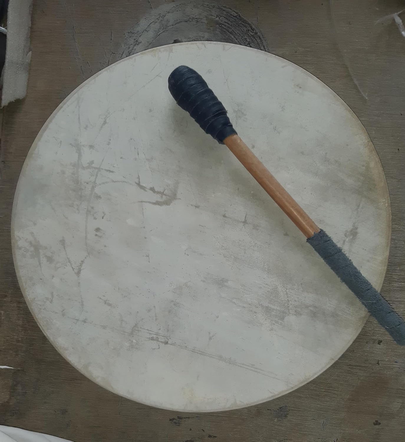 16' inches,(40cm) shaman drum, wooden frame, buffalo hide, rawhide laces, shamanic handmade percussion hand drum, deep soft sound, yoga meditation, medicine healing + beater, mallet