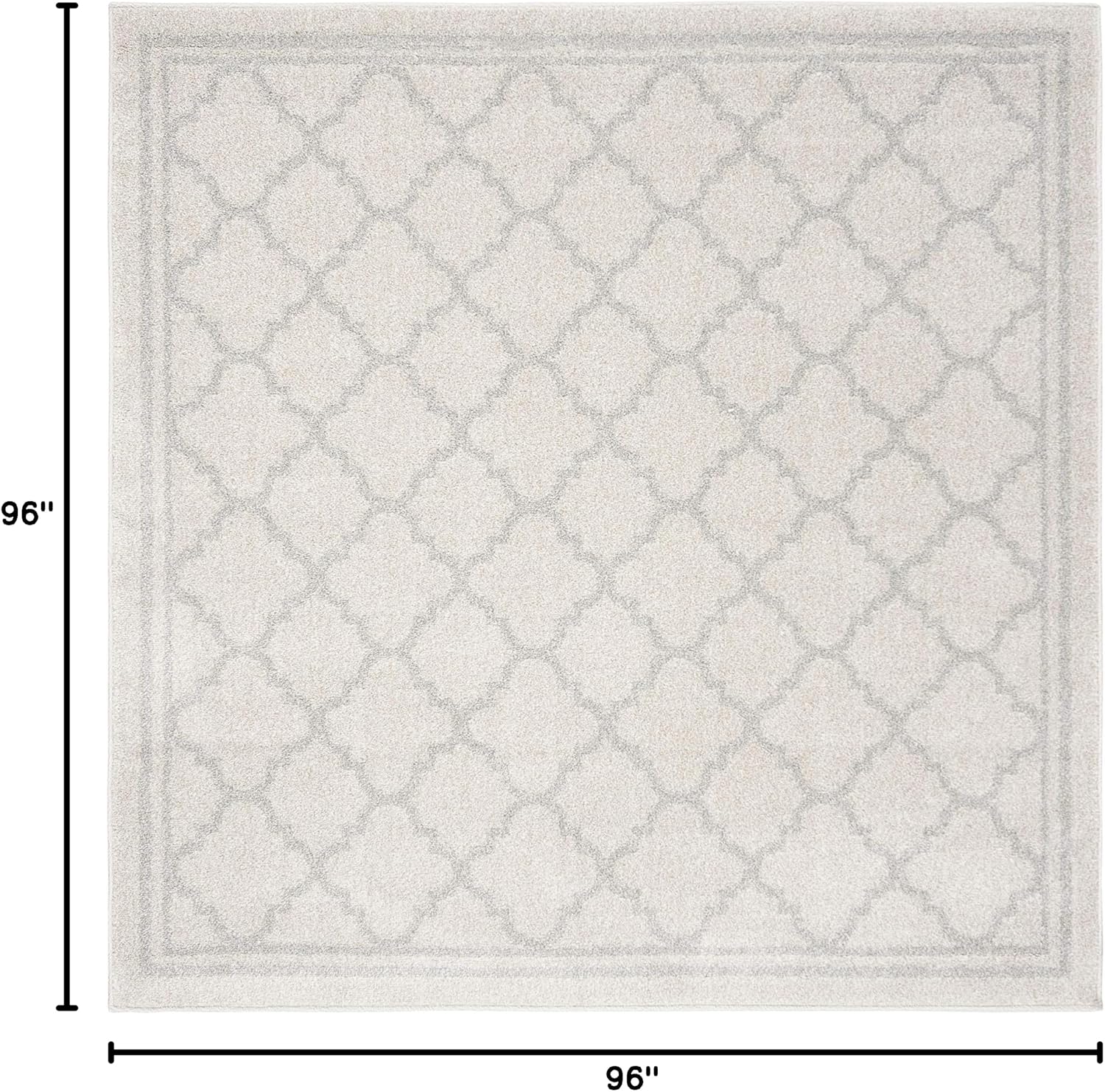 SAFAVIEH Amherst Collection Area Rug - 8' Square, Beige & Light Grey, Moroccan Trellis Design, Non-Shedding & Easy Care, Ideal for High Traffic Areas in Living Room, Bedroom (AMT422E)