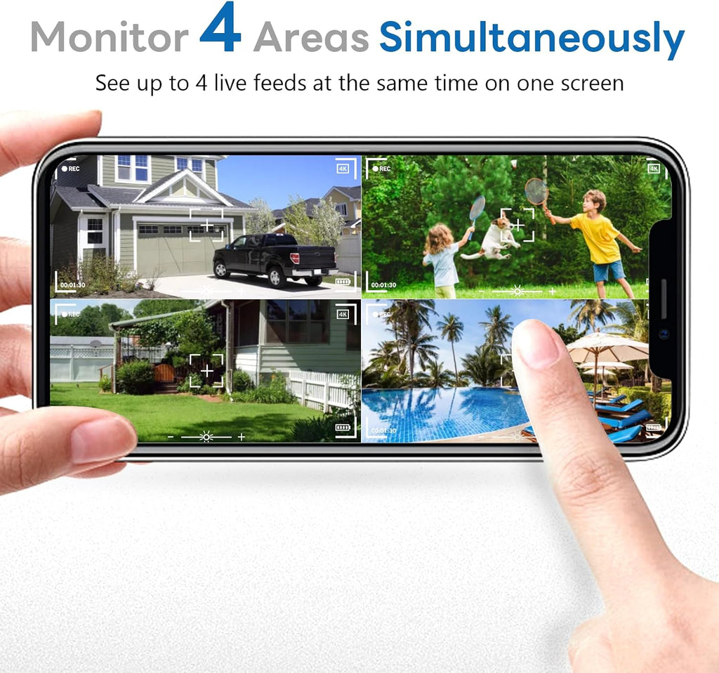 4K Security Cameras Wireless Outdoor with 360° Pan&Tilt,Auto Human Motion Tracking Cameras for Home Security,No Subscription,2.4G&5GHz WiFi Compatible,Color Night Vision,Solar Powered,2 Cam-Kit