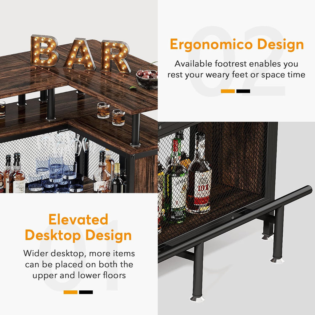 LITTLE TREE Home Bar Unit Mini Liquor Table Cabinet