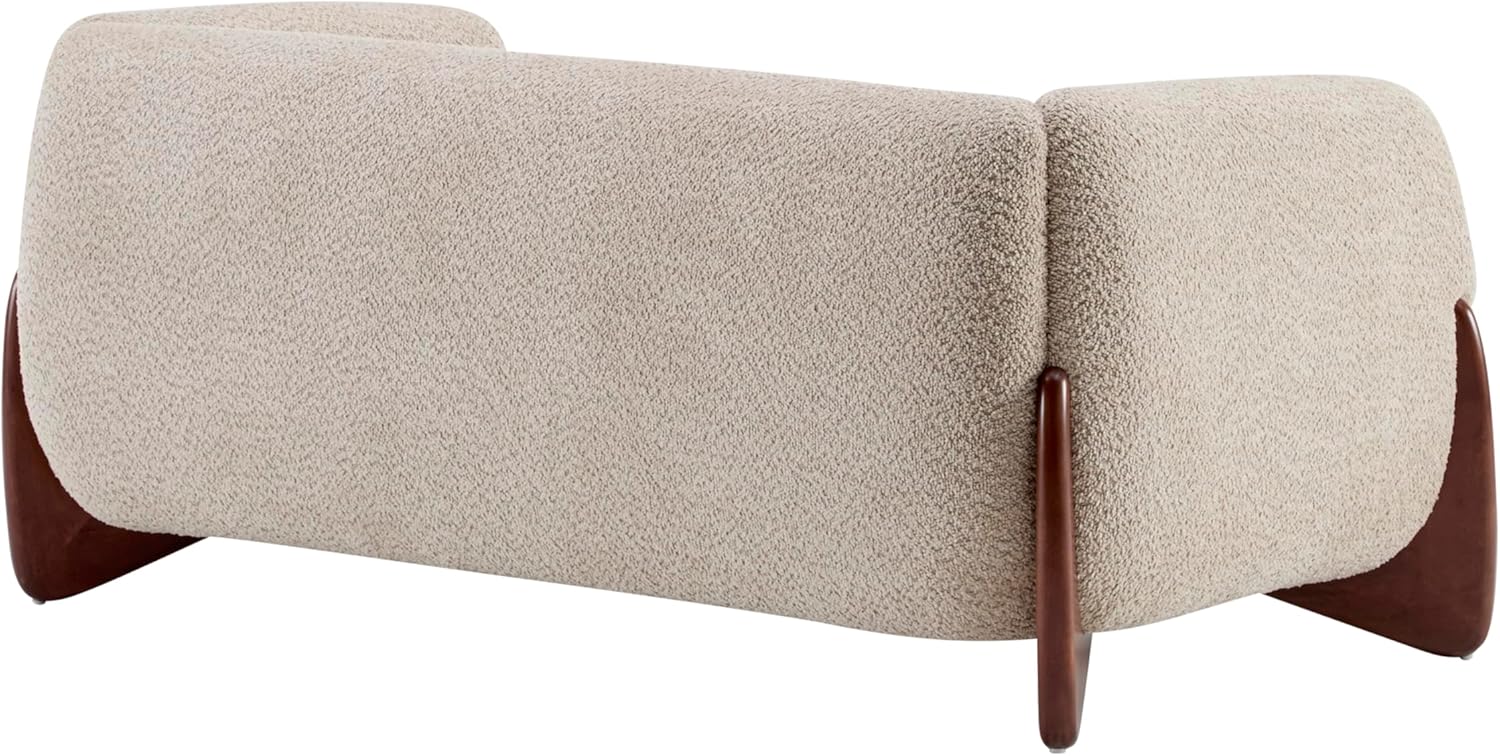 Christopher Knight Home Alma 63' Boucle Loveseat with Wood Legs, 2 Seater Sofa Couches for Living Room, Upholstered Couch Chair, Soft Seating Lounge Sofa Chair, Cozy Loveseat with Armrest, Almond