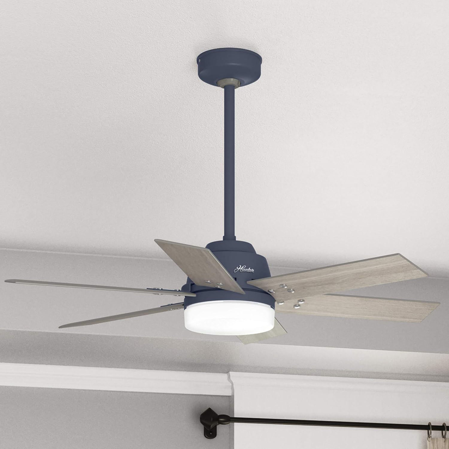 Hunter Fan 44 inch Casual Indigo Blue Indoor Ceiling Fan with LED Light Kit and Remote Control (Renewed)