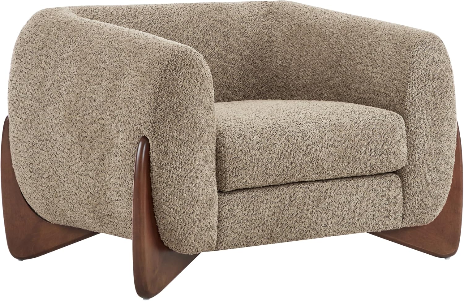 Christopher Knight Home Holly Modern Boucle Fabric Upholstered Club Chair for Living Room, Home Office, Apartment, Relaxing Chair with Removable Cushion and Birch Wood Legs, Light Brown