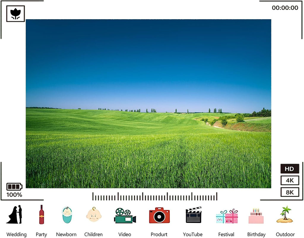 Trykid 20x10ft Lush Green Fields Clear Blue Sky Backdrop Serene Rural Landscape Photography Background Harvest Festival Event Party Decoration Photo Booth Prop Fabric