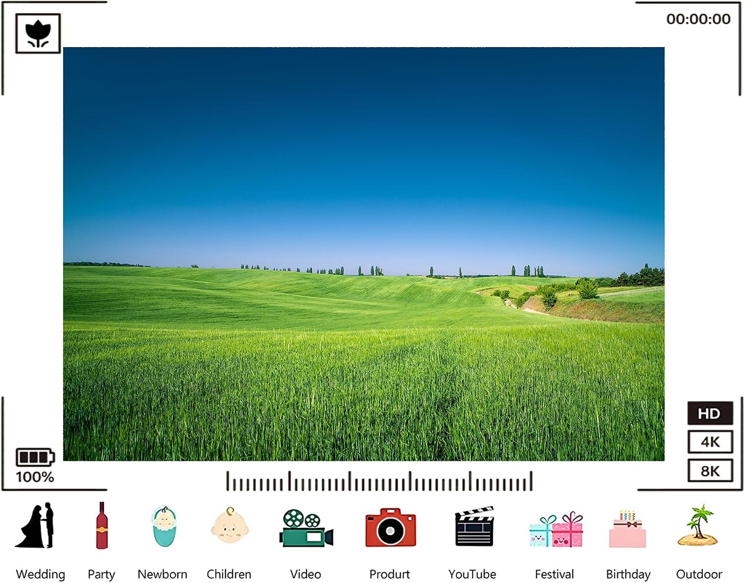 Trykid 20x10ft Lush Green Fields Clear Blue Sky Backdrop Serene Rural Landscape Photography Background Harvest Festival Event Party Decoration Photo Booth Prop Fabric