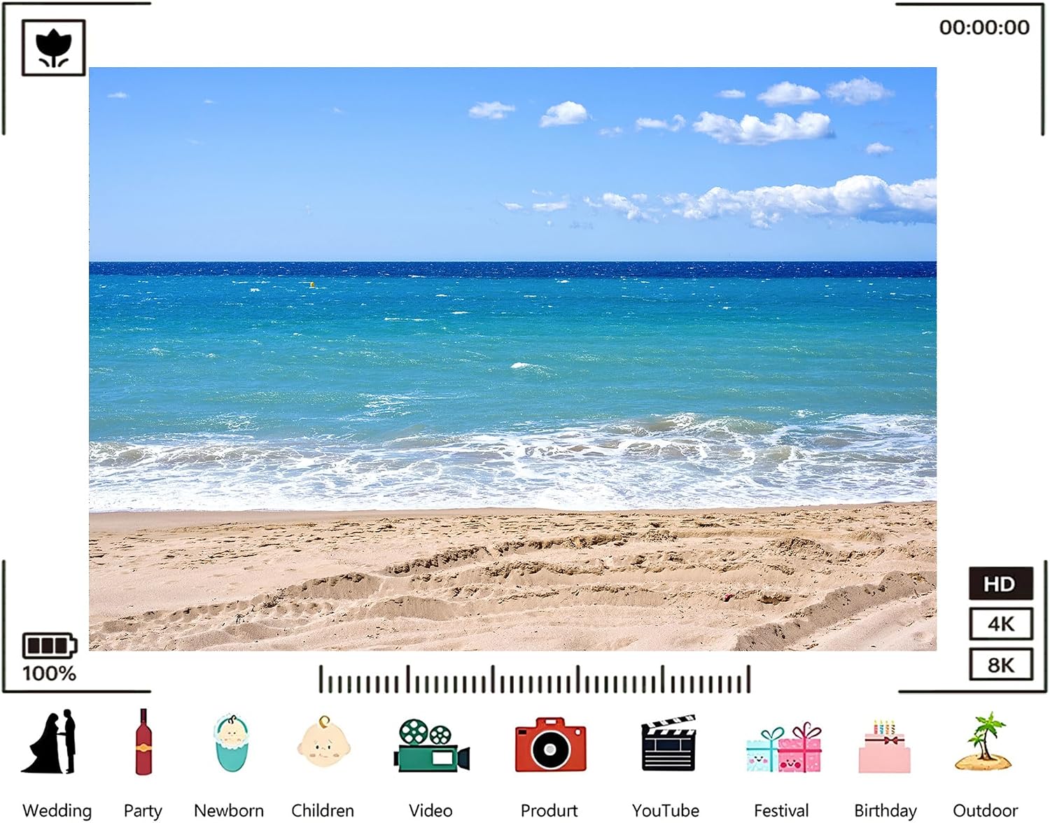 Trykid 20x10ft Sunny Sandy Beach Backdrop Clear Blue Sky Turquoise Waves Soft Foam Photography Background Vacation Shoots Tapestry Party Decoration Photo Studio Prop Fabric