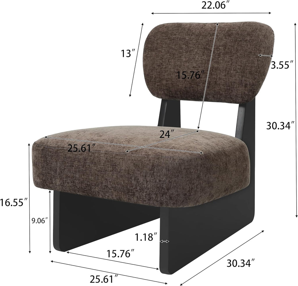 Christopher Knight Home Mores Low Profile Accent Chair Set of 2, Modern Living Room Armless Lounge Chair, Fabric Comfy Reading Chair for Bedroom, Wooden Frame and Thick Padded Seat, Black+Dark Brown