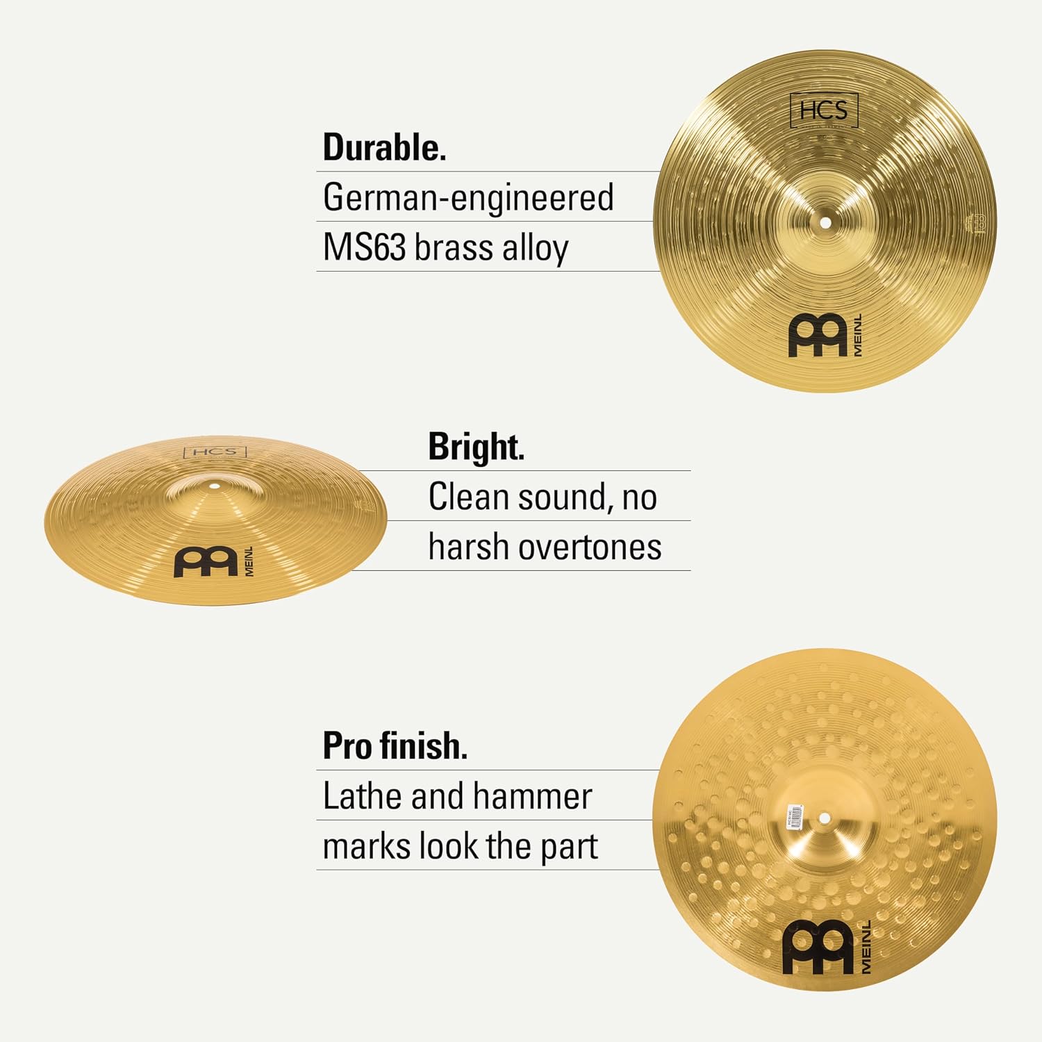 Meinl Cymbals Super Set Box Pack with 14' Hihats, 20' Ride, 16' Crash, 18' Crash, 16' China, and a 10' Splash – HCS Traditional Finish Brass – Made In Germany, 2-YEAR WARRANTY (HCS-SCS)