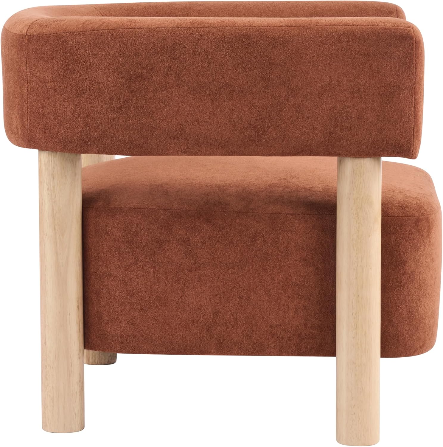 Christopher Knight Home Carly Low Profile Accent Chair, Boucle Upholstered Barrel Chair, Comfy Reading Chair for Bedroom, Wooden Single Lounge Sofa, Burnt Orange