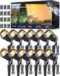 HIBOITEC Spotlights Low Voltage Landscape Lighting with Connectors 7W 2700K Landscape Lights Kit 12-24V AC/DC IP65 Waterproof for House Yard Trees Garden Outdoor 6 Packs