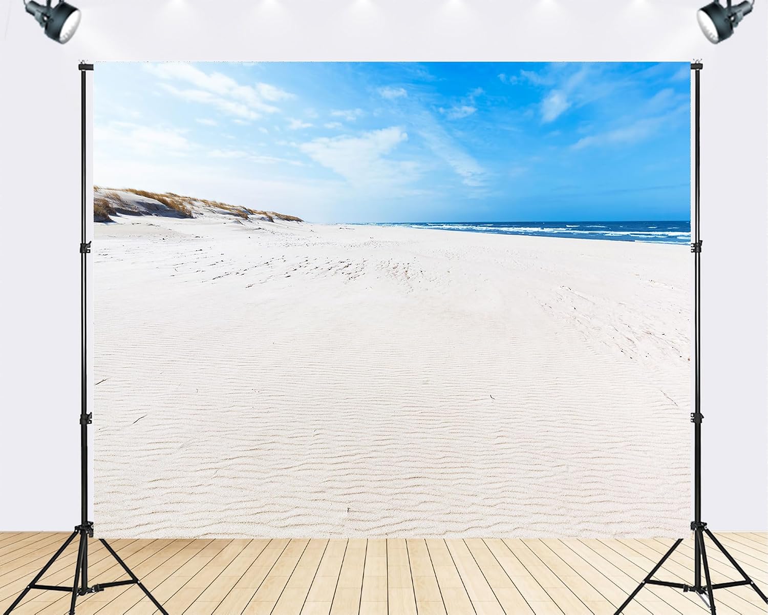 Trykid 20x10ft Endless Sand Dune Backdrop Clear Sky Blue Ocean Photography Background Summer Getaway Tapestry Party Decoration Photo Studio Prop Fabric