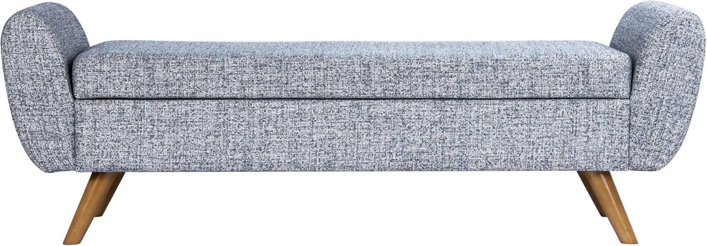 HomePop 60' Modern Storage Bench with Wood Legs - Blue Gray Woven Fabric