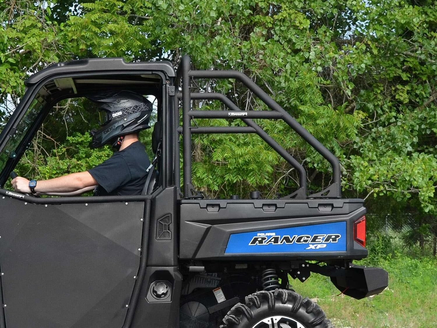 SuperATV Heavy Duty Rear Sport Accessory Bar For Polaris Ranger XP 570 / XP 900 / XP 1000/1000 / Diesel 1000 / Midsize 500/570 / EV/ETX Crew (See Fitment) | Wrinkle Black | Easy Installation