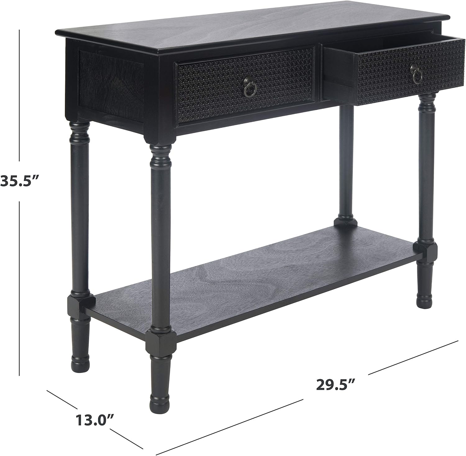 Safavieh Home Collection Haines Black 2-Drawer Bottom Shelf Console Table