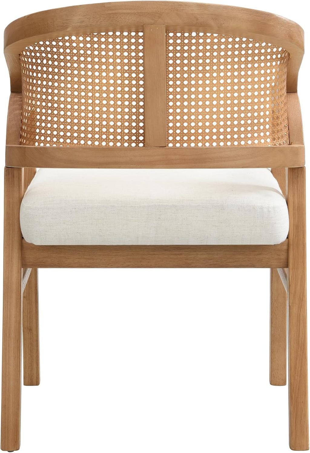 Christopher Knight Home Faritel Modern Wooden Dining Chairs Set of 2, Fabric Upholstered Kitchen Side Armchairs, Living Room Comfy Reading Chair with Curved Rattan Back, Natural Oak+Beige