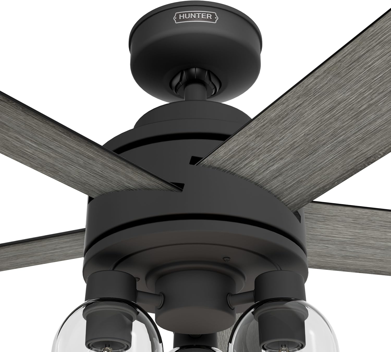 Hunter - Lochemeade 52-inch Indoor Matte Black Ceiling Fan with Dimmable LED Light Kit, Remote, 3-speed WhisperWind Motor, 52650