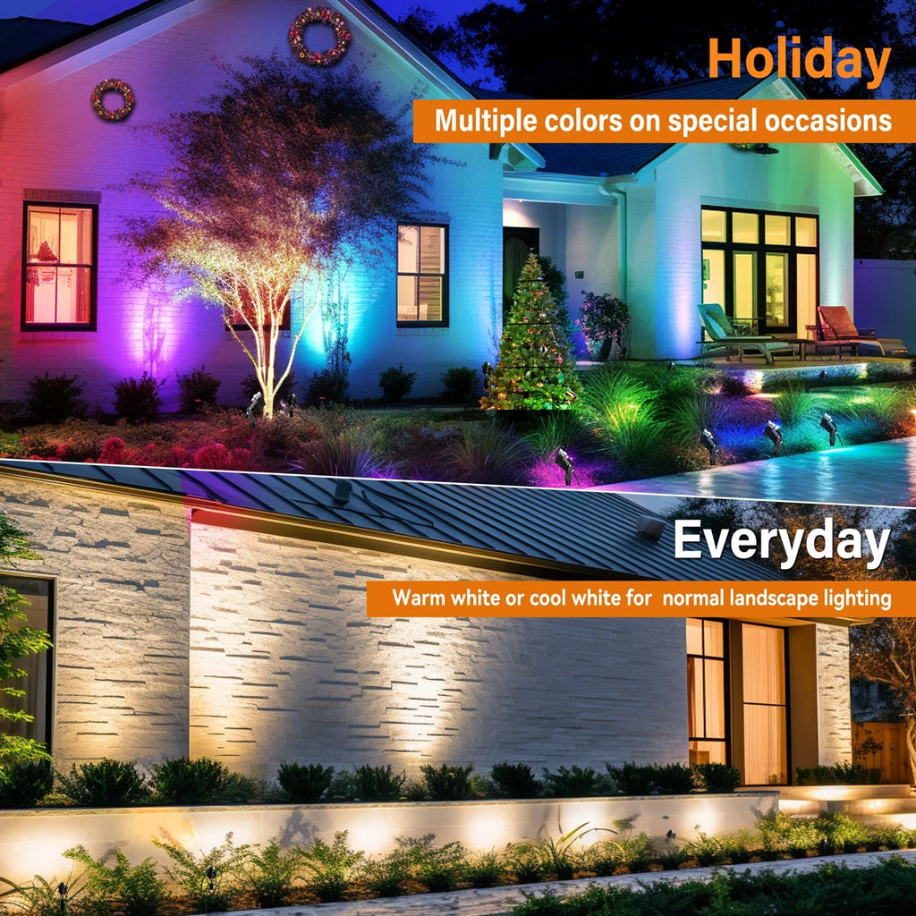 RGBW Low Voltage Landscape Lighting, 12V-24V Color Changing IP67 Waterproof Landscape Spotlights for Christmas Decorations Yard Tree Decorative (20 Pack)