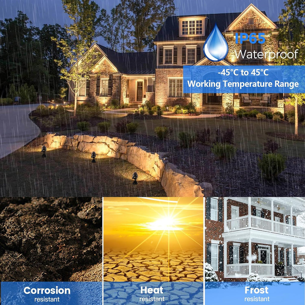 Gardencoin Solid Brass Outdoor Landscape Spotlights, 12V Heavy Duty Low Voltage LED Spot Light Waterproof for Garden and Yard Up Lighting, Classic Bronze Accent Light Fixture Without MR16 Bulb, 6 Pack