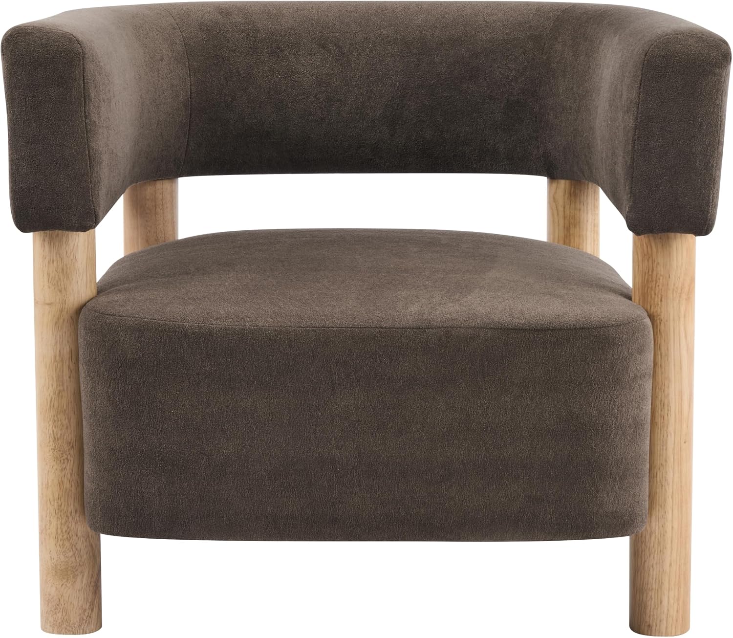 Christopher Knight Home Carly Low Profile Accent Chair, Boucle Upholstered Barrel Chair, Comfy Reading Chair for Bedroom, Wooden Single Lounge Sofa, Dark Brown