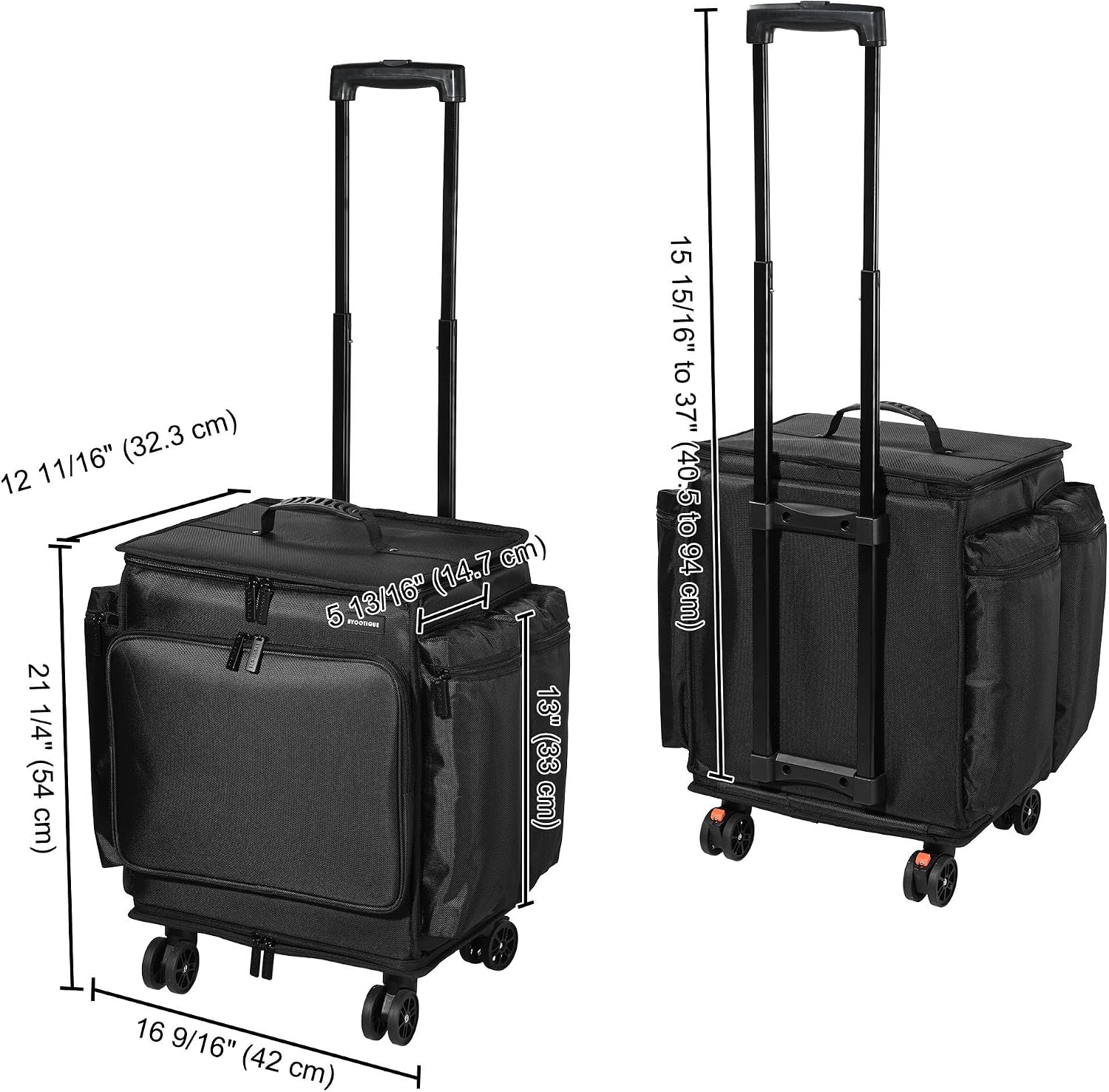 BYOOTIQUE Rolling Makeup Train Case Soft Sided Travel Cosmetic Organizer Storage 1680D Nylon Fabric Trolley Suitcase Mobile Barber Station, Black