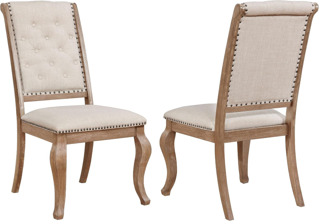 Coaster Home Furnishings - Brockway - Set of 2 Upholstered Dining Chair with Button Tufted, Nailhead Trim and Diamond Motif - Dining Room & Kitchen - Barley Brown - 110292