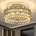 Crystal Ceiling Fan with Lights, Modern Chandelier Ceiling Fan with Remote, 6-Speed Wind, Dimmable LED, 20' Low Profile Ceiling Fan for Bedroom Dining Room Living Room