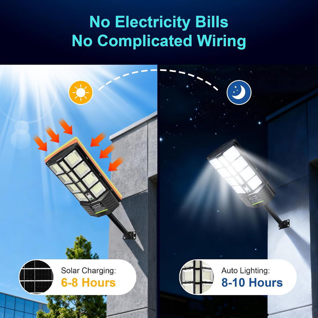 Solar Lights Outdoor Waterproof, 22 Inch Solar Street Light with 380 Ultra Bright 5730 LED, Solar Dusk to Dawn Lights with Remote Control, IP65 Motion Lights for Outside, Parking Lot (2 Pack)
