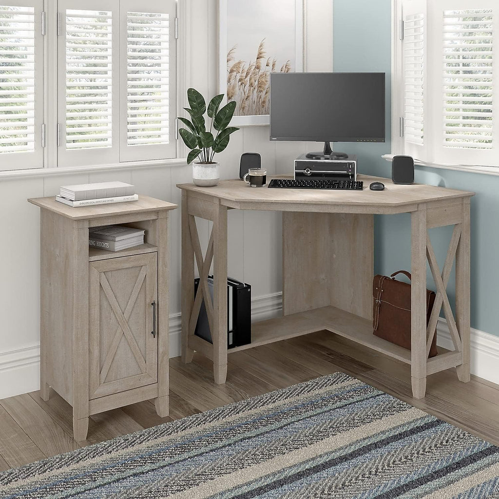 Bush Home Key West Small Corner Desk in Washed Gray