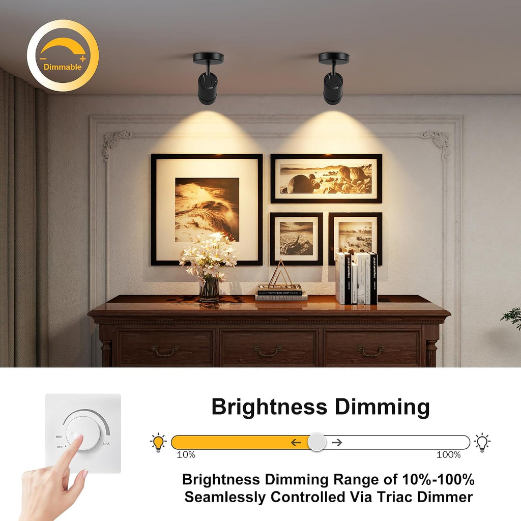 4 Pcs 9W LED Zoomable Ceiling Spotlight, Dimmable, Adjustable Beam Angle 10-55°, Swivel, CRI 97, Matte White Aluminum, Wired Accent Lamp for Corridor, Artwork, Living Room, and Modern Interiors