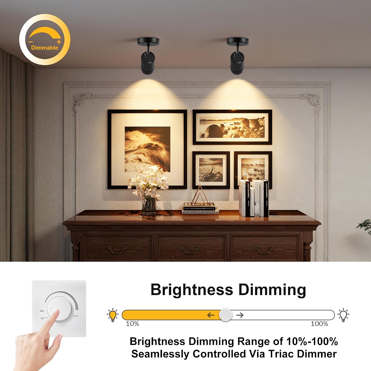 4 Pcs 9W LED Zoomable Ceiling Spotlight, Dimmable, Adjustable Beam Angle 10-55°, Swivel, CRI 97, Matte White Aluminum, Wired Accent Lamp for Corridor, Artwork, Living Room, and Modern Interiors