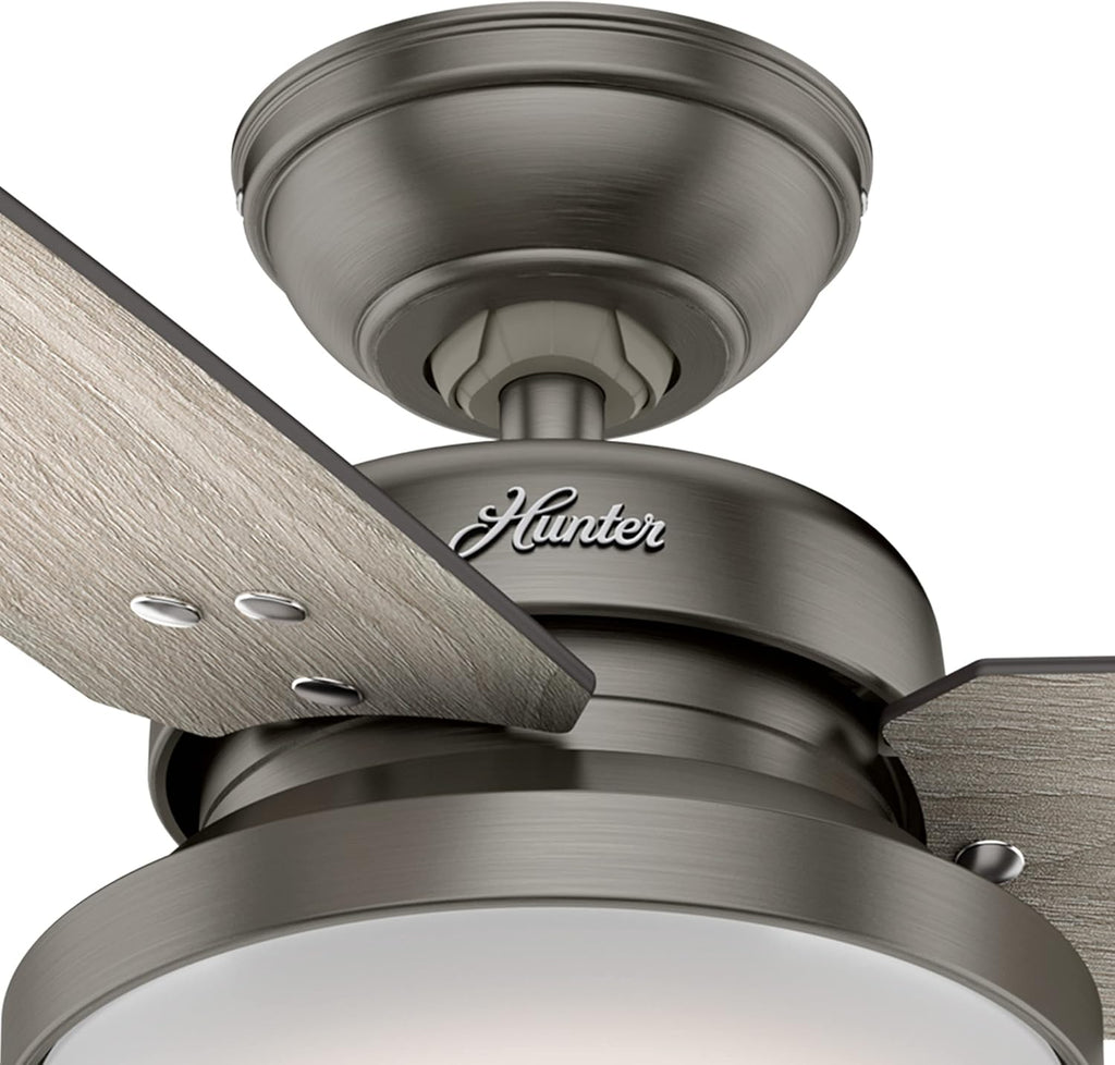 Hunter Fan 44 in Brushed Nickel Finish Indoor Ceiling Fan with Remote and LED Light, 3 Blades (Renewed)