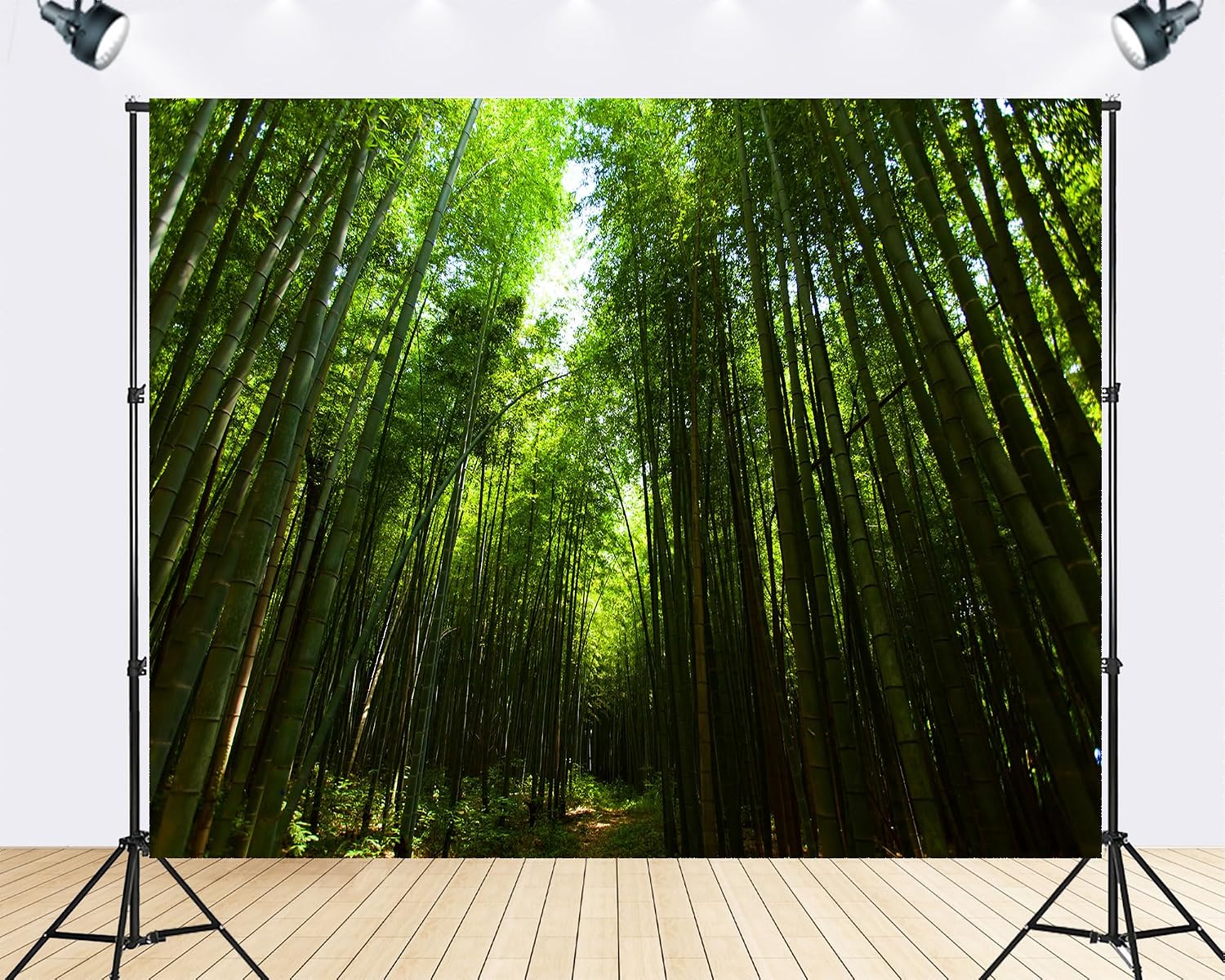 Trykid 20x10ft Tall Green Bamboo Forest Backdrop Sunlit Path Zen Nature Photography Background Wellness Retreat Party Decoration Tapestry Photo Booth Prop Fabric