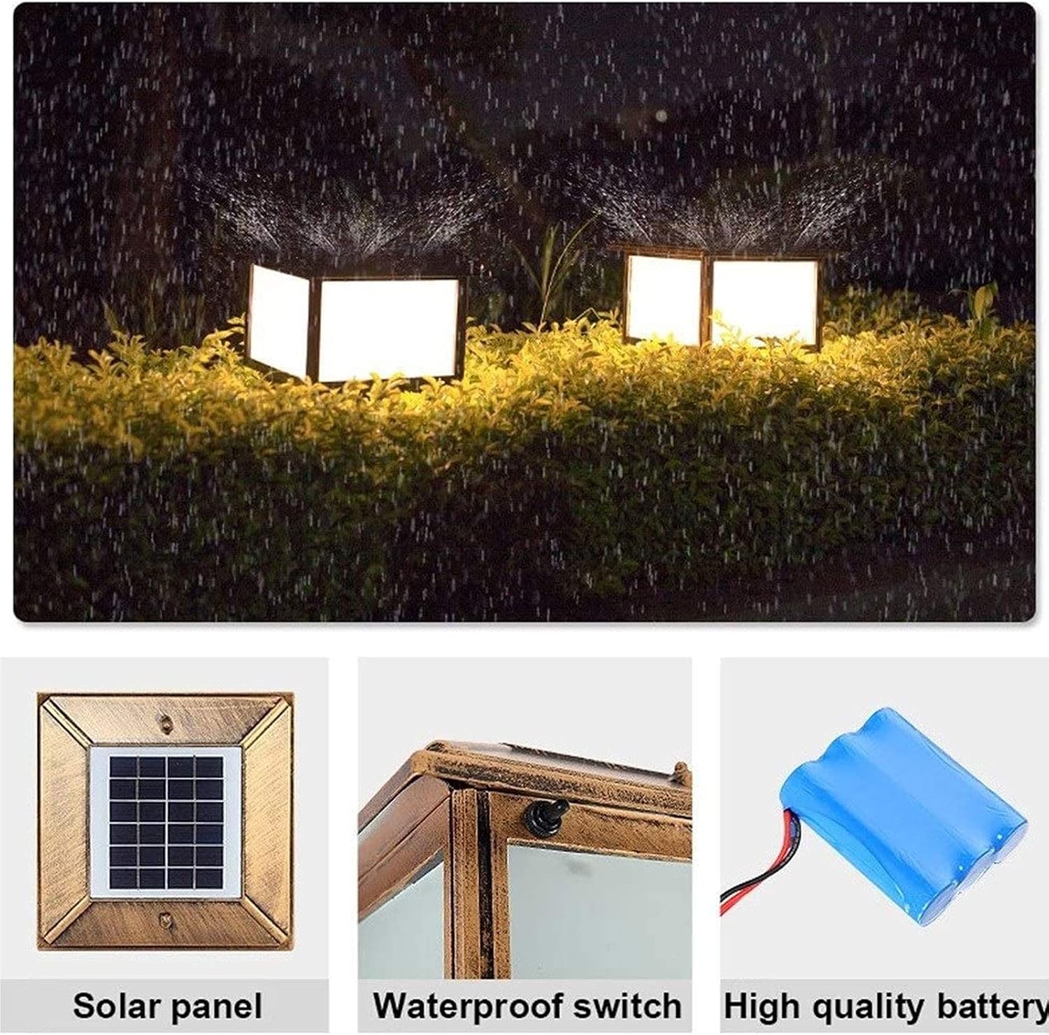 LED Solar Post Light Outdoor,with Square Acrylic Shade White/Warm Light Sources Adjustable Post Pole Pillar Mount Landscape for Garden