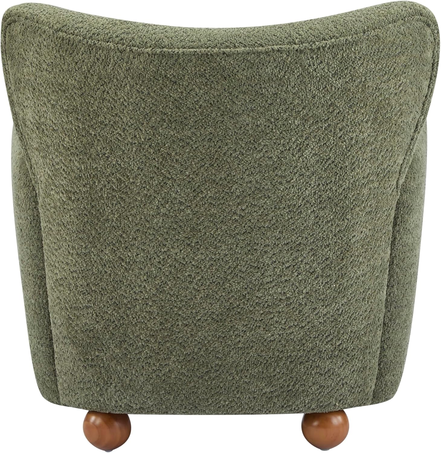 Christopher Knight Home Lindy Wingback Accent Chair, Upholstered Armchair with Rounded Wooden Legs, Curved Backrest Single Sofa, Soft Cushion Seating, Comfy Lounge Chair for Living Room, Olive Green