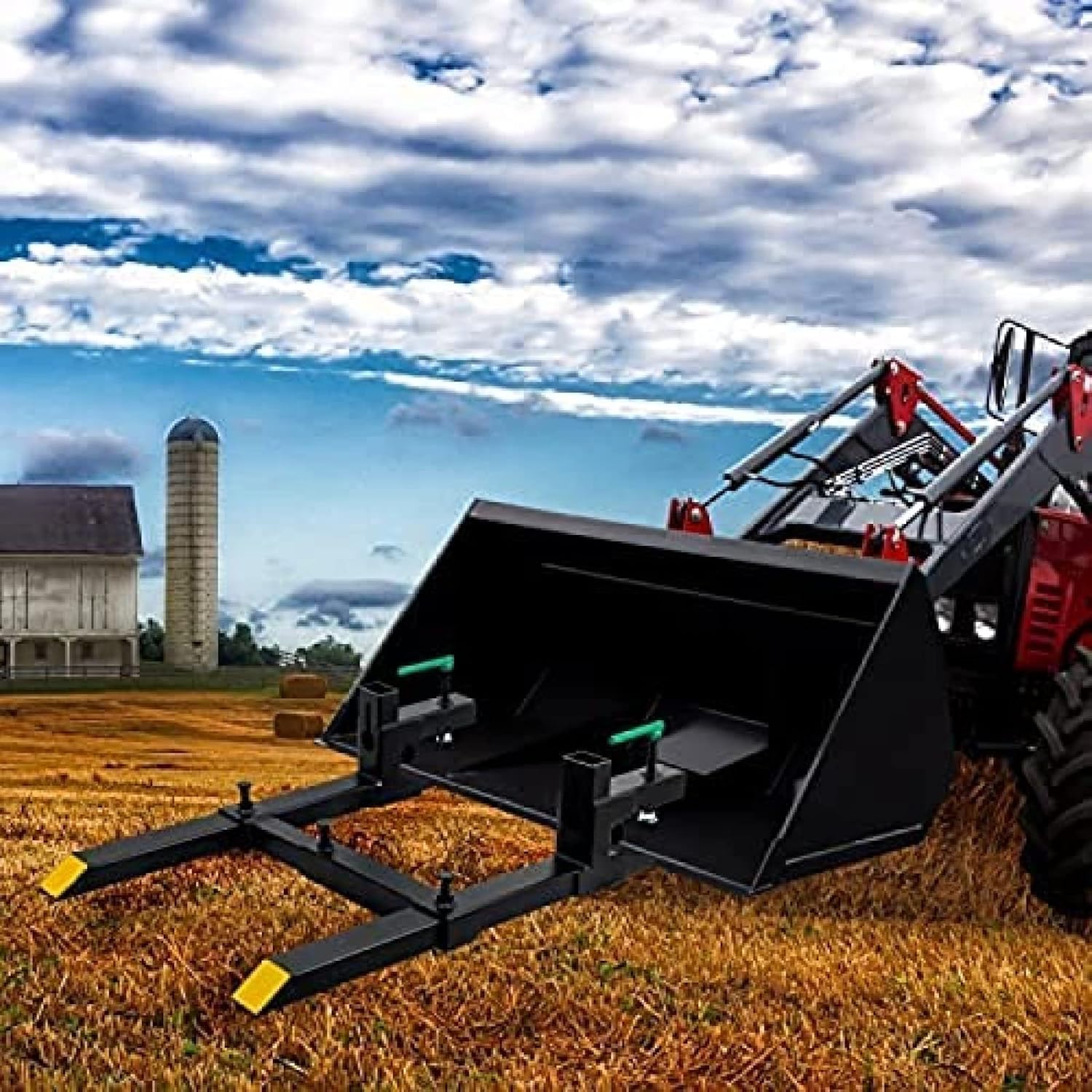 60' 4000 LBS Clamp On Pallet Forks Heavy Duty Forks for Tractor Loader Bucket,60''with Stabilizer Bar 1500LBS