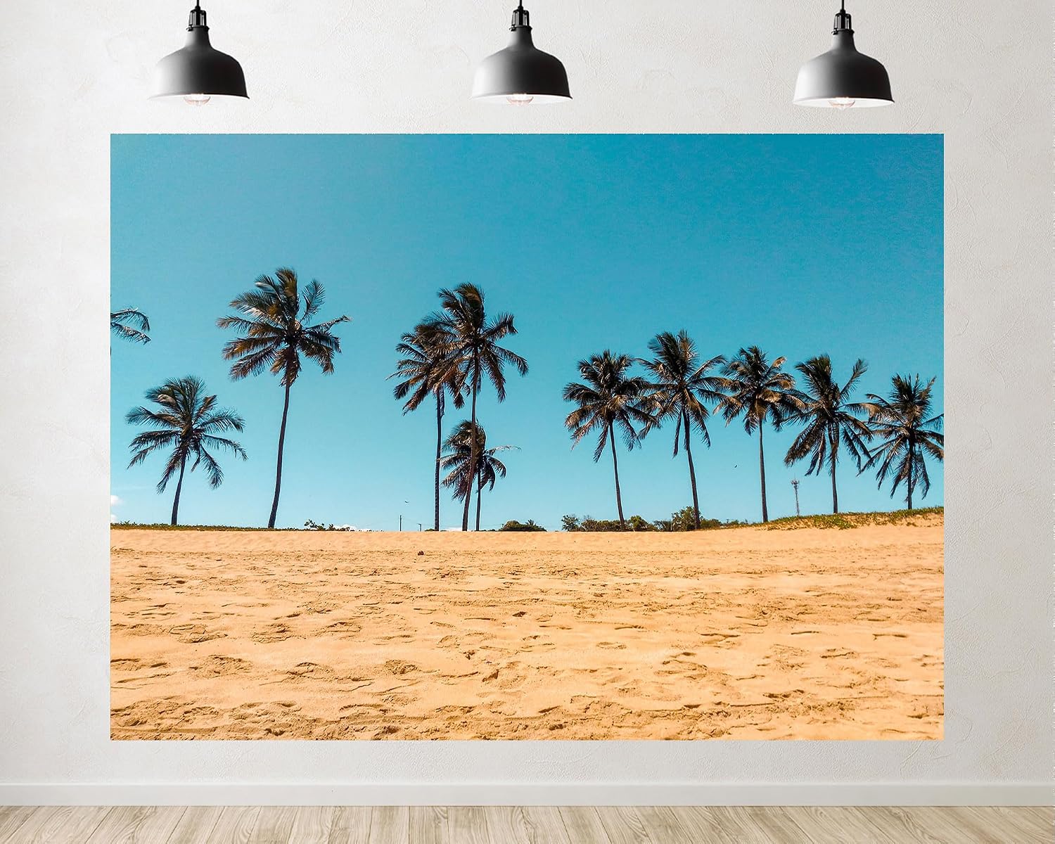 Trykid 20x10ft Palm Tree Beach Coast Backdrop Tropical Seaside Summer Scenery Clear Sky Coastal Landscape Photography Background Beach Theme Event Party Decoration Photo Booth Prop Fabric