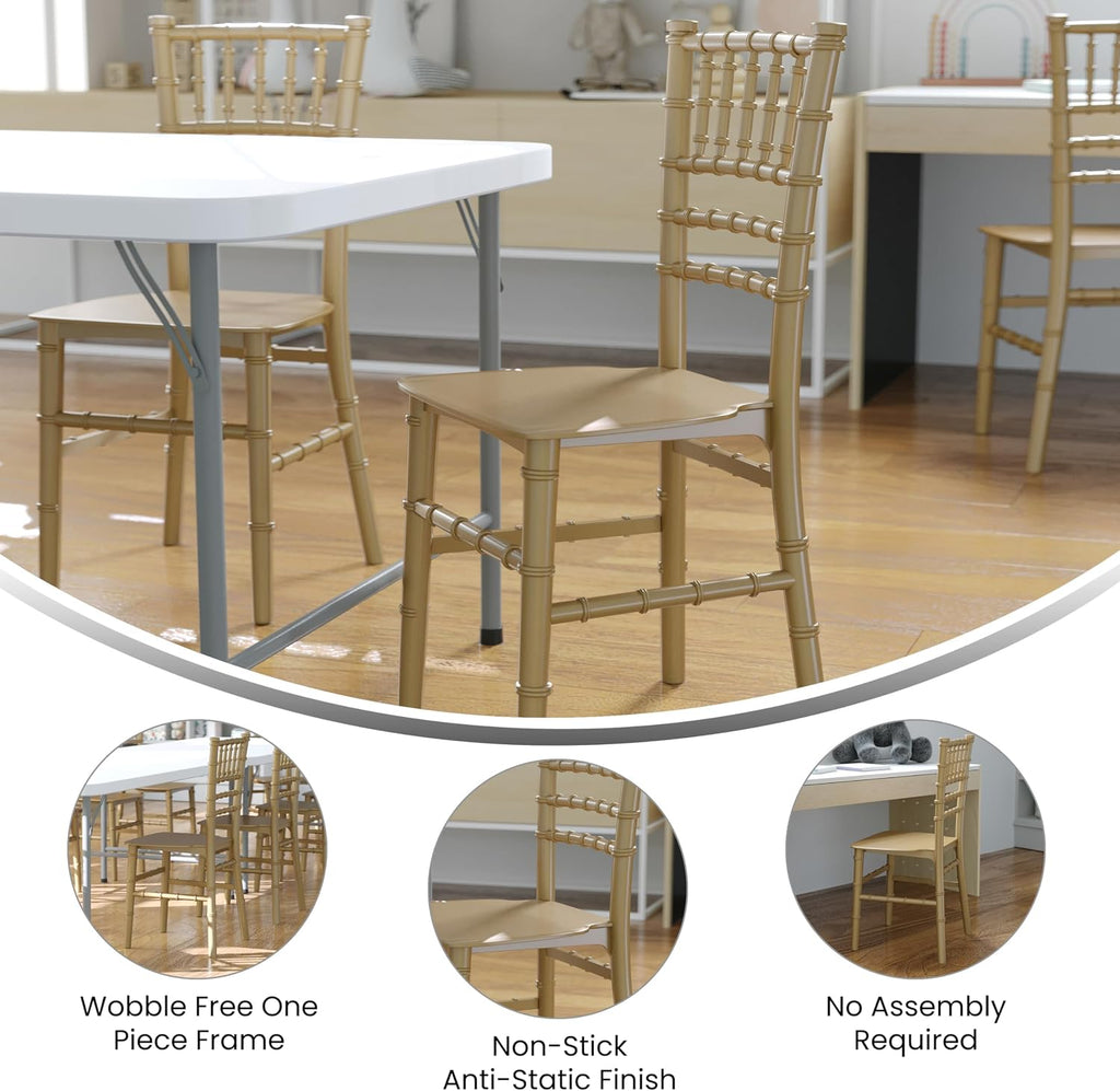Flash Furniture Hercules 6 Pack Child's Gold Resin Party and Event Chiavari Chair for Commercial & Residential Use