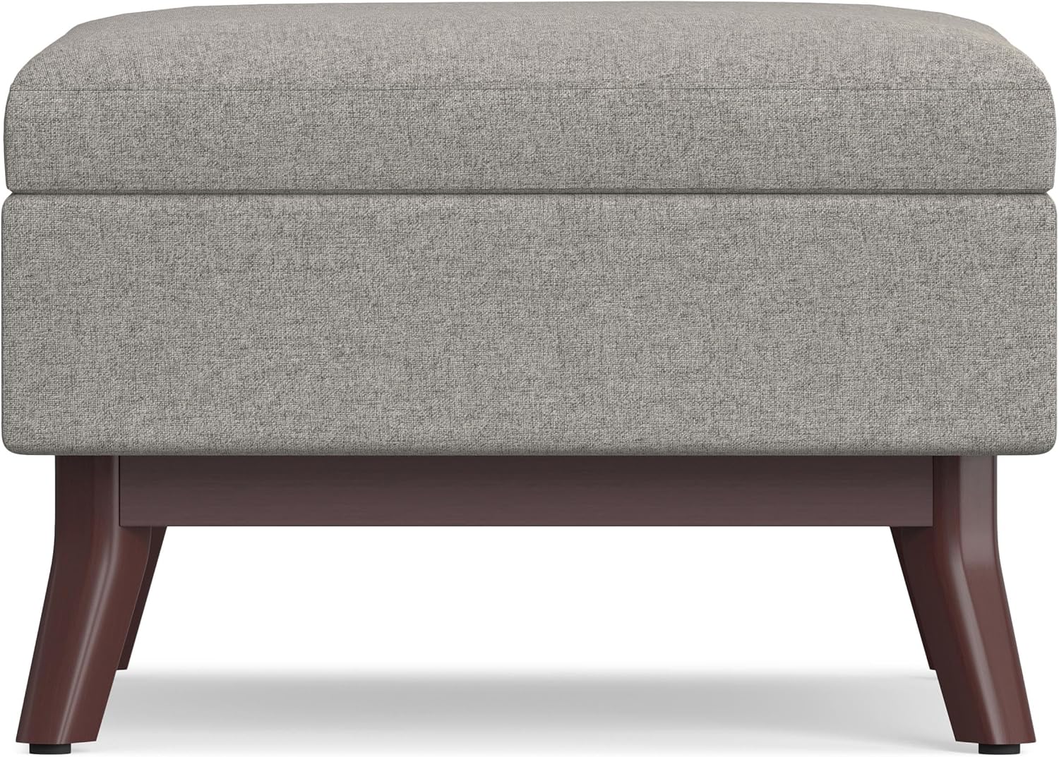 SIMPLIHOME Owen Coffee Table Storage Ottoman - 34' Wide x 19' High Upholstered Woven Fabric Rectangular Lift-Top Ottoman in Cloud Grey, Mid-Century Modern Bench for Living Room with Tapered Legs
