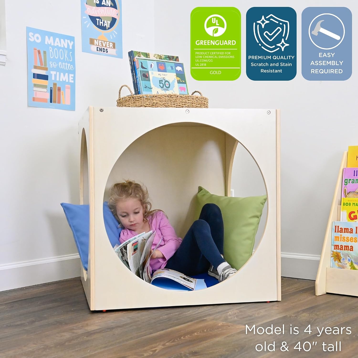 Children's Factory Reading Cube, Toddler Reading Nook & Kids Bookshelf for Reading
