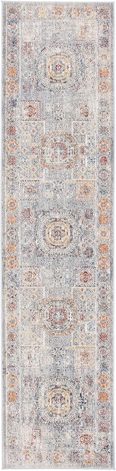 SAFAVIEH History Collection Runner Rug - 3' x 10', Light Grey & Gold, Vintage Distressed Design, Non-Shedding & Easy Care, Ideal for High Traffic Areas in Living Room, Bedroom (HIS599E)