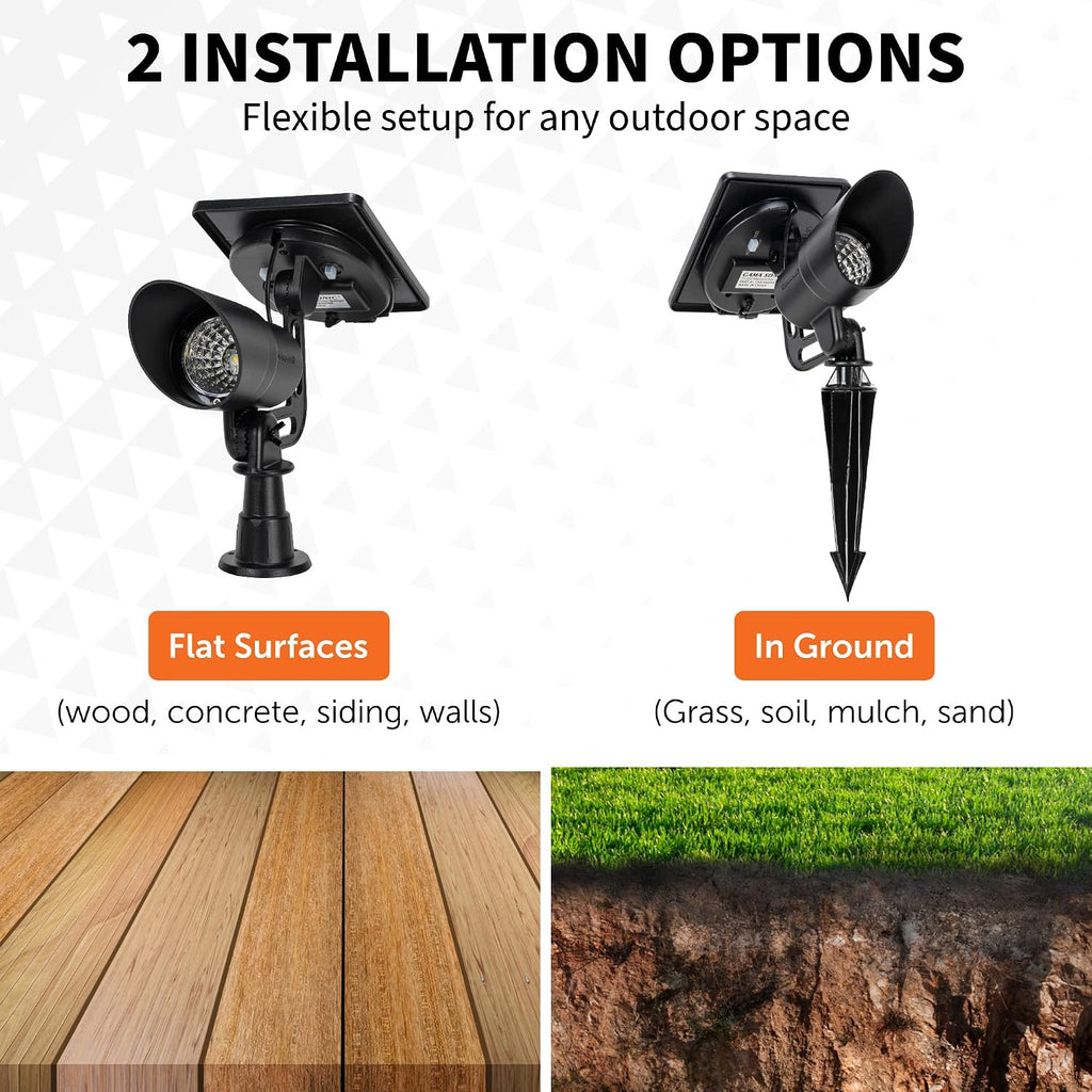Gama Sonic Tri-Color Progressive Solar LED Spotlight with 100 Lumens, Outdoor Black Cast Aluminum, 3000K/4000K/5000K with Detachable Solar Panel (103i90090)