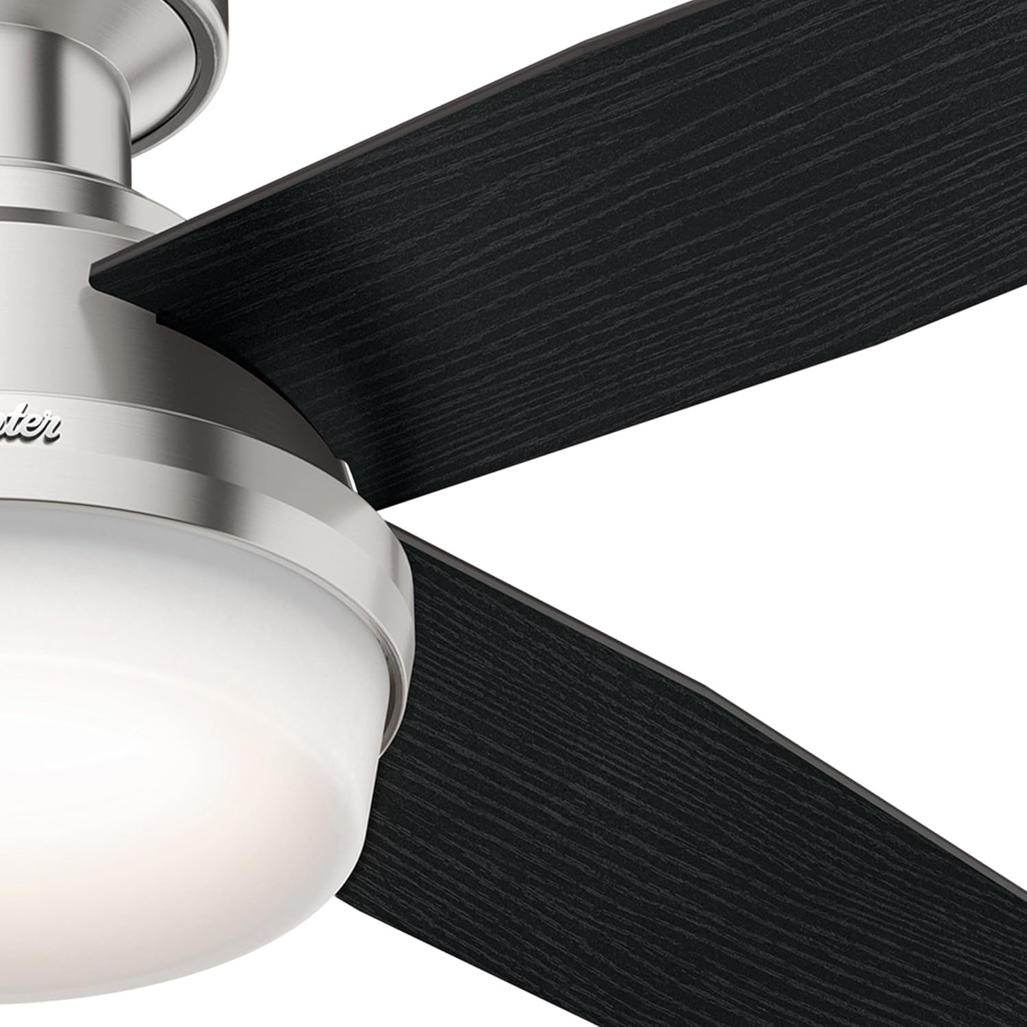 Hunter Fan 52 inch Contemporary Low Profile Brushed Nickel Ceiling Fan with LED Light kit and Remote Control, 4 Blade (Renewed)