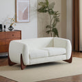 Christopher Knight Home Alma 63' Boucle Loveseat with Wood Legs, 2 Seater Sofa Couches for Living Room, Upholstered Couch Chair, Soft Seating Lounge Sofa Chair, Cozy Loveseat with Armrest, Beige