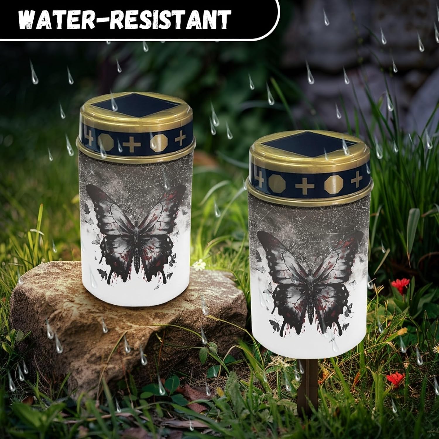 Black Butterfly Outdoor Butterfly Solar Lights Solar Pathway Lights Waterproof Solar Walkway Lights Solar Powered Lantern Landscape Lights Flameless Light