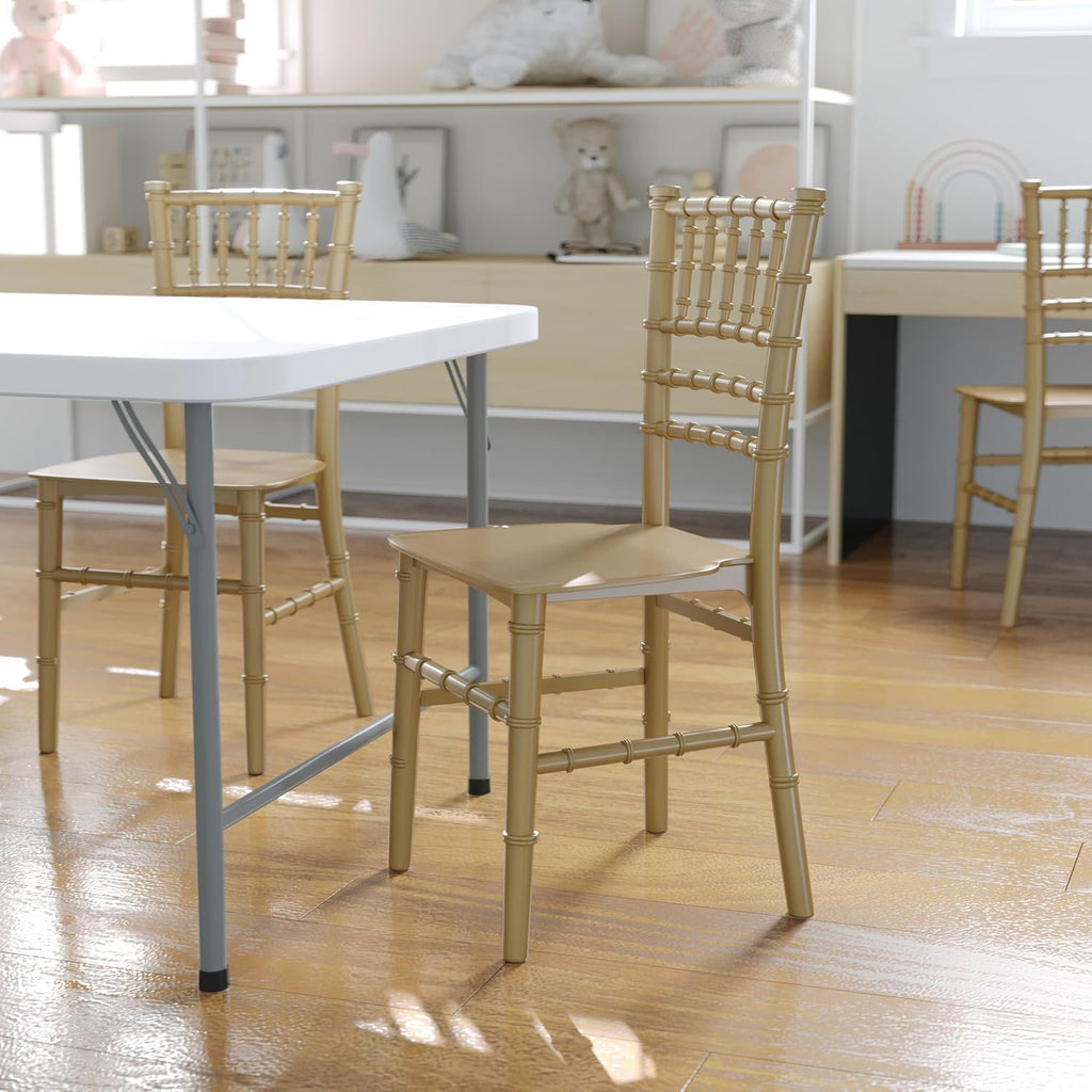 Flash Furniture Hercules 6 Pack Child's Gold Resin Party and Event Chiavari Chair for Commercial & Residential Use