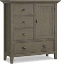 SIMPLIHOME Redmond Storage Cabinet - 39 inch Wide Solid Wood Medium Storage Cabinet in Farmhouse Grey, Transitional Accent Cabinet for Entryway or Living Room with 4 Drawers and Cabinet Storage