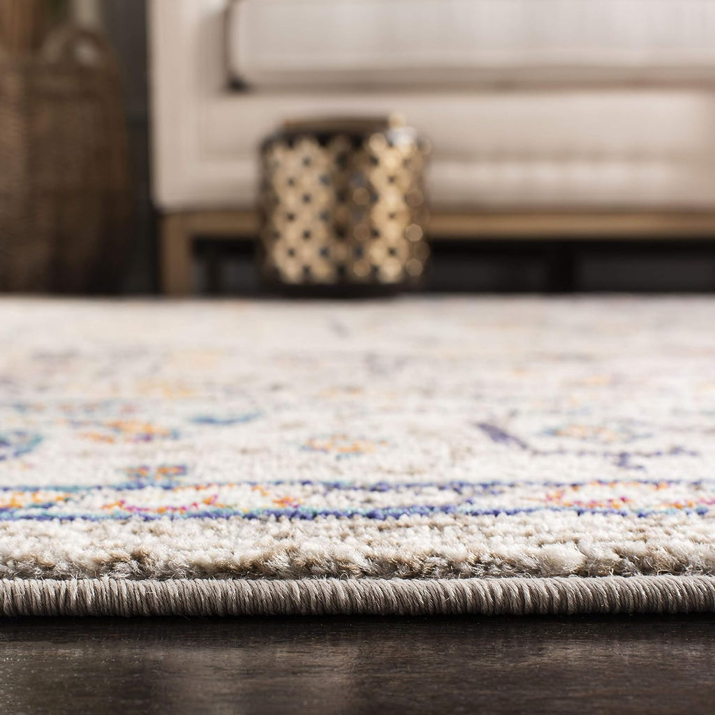 SAFAVIEH Madison Collection Runner Rug - 2'2' x 22', Grey & Blue, Boho Chic Medallion Distressed Design, Non-Shedding & Easy Care, Ideal for High Traffic Areas in Living Room, Bedroom (MAD468F)