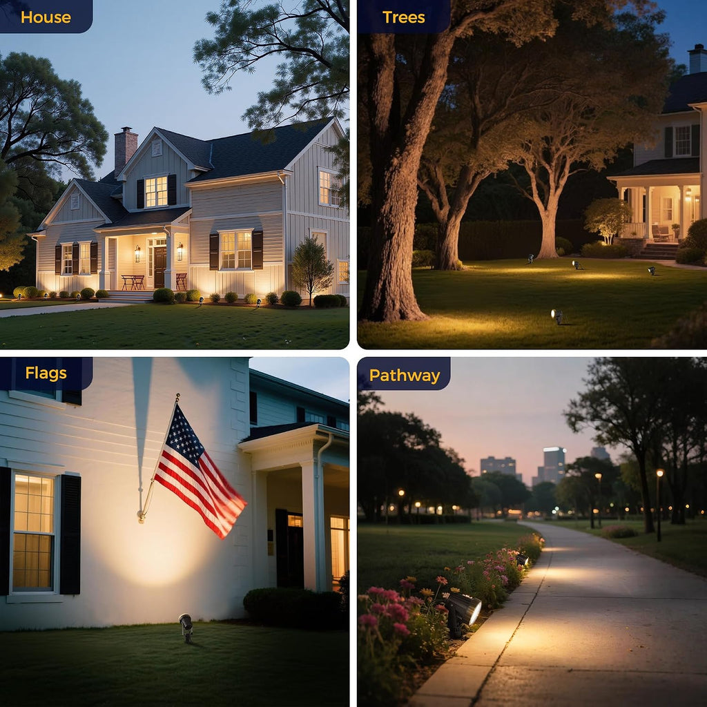 L LOHAS LED 5W Dusk to Dawn Outdoor Lighting, Auto On/Off 3000K Landscape Outdoor Spotlight, IP66 Waterproof Plug in Spot Lights for Yard, Garden, House, Pathway, Plant, UL Listed (10 Pack)