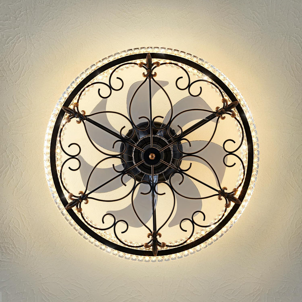 Caged Ceiling Fan with Lights Remote Control, 6 Speeds 3 Color Farmhouse Industrial Ceiling Fan with Light for Kitchen Bedroom Living Room